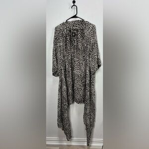 Billabong Teal Womens M/L Brown Floral Long Jacket Beach Cover Up Open Front
